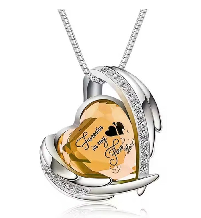 Memorial Cremation Heart Urn Necklace - Birth Month Colour
