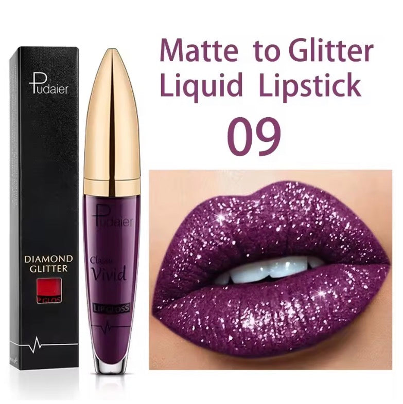 Shiny Lip Gloss Waterproof Diamond Shimmer Glitter Lips