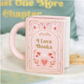 I LOVE BOOKS PINK BOOK SHAPED MUG