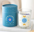 UNDER WATCHFUL EYES WHITE ROSE CANDLE WITH CRYSTALS