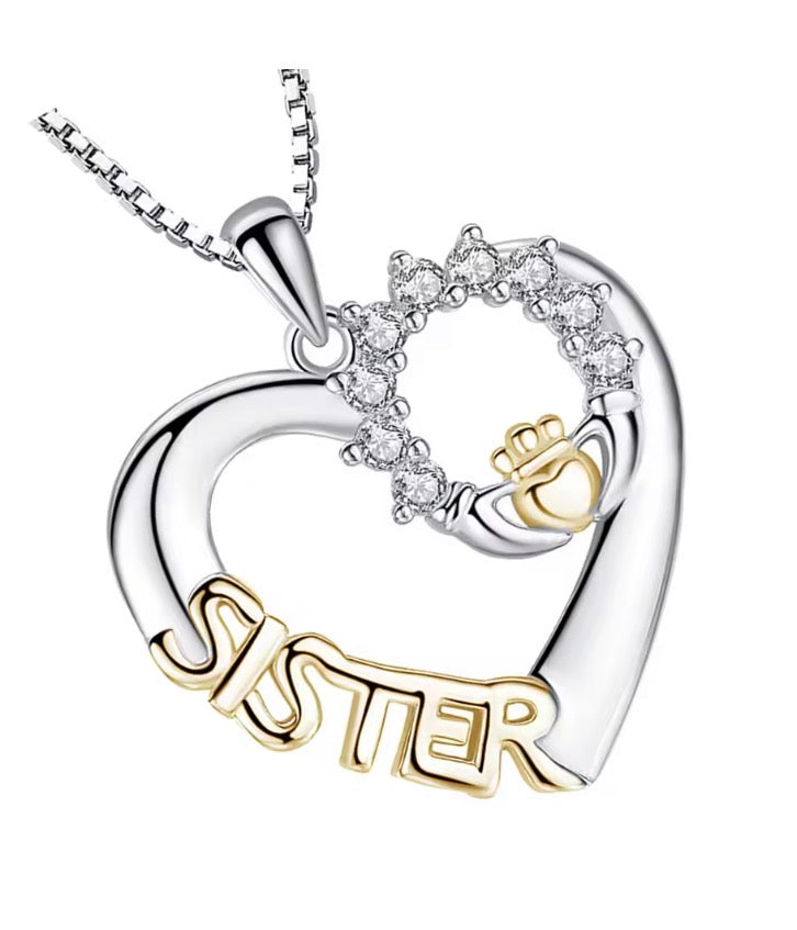 Love Heart Sister Necklace