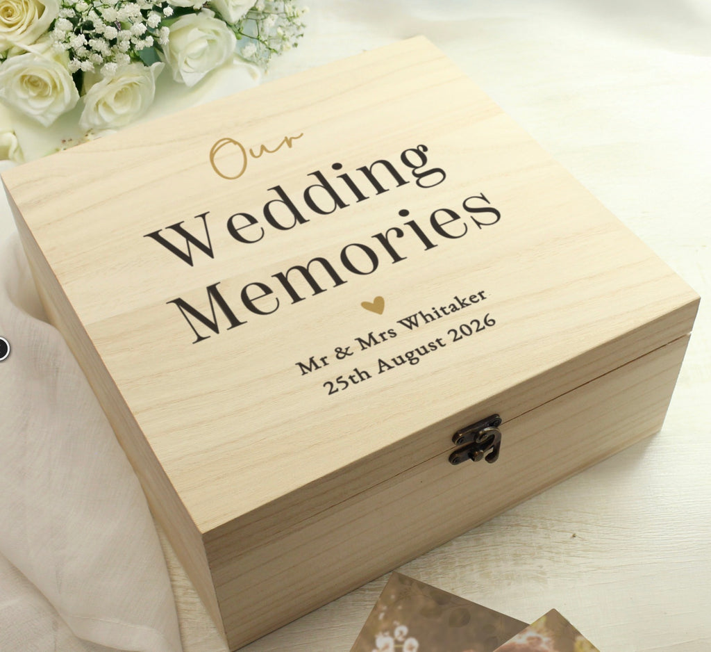 Personalised Black & Gold Free Text Wooden Keepsake Box