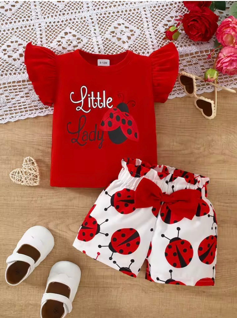 2-Piece Baby Girl Short-Sleeve & Shorts Set