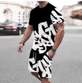 Men's Summer Trend Big Font T-shirt Shorts Set