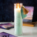 WHITE SAGE TUBE CANDLE WITH CLEAR QUARTZ CRYSTALS