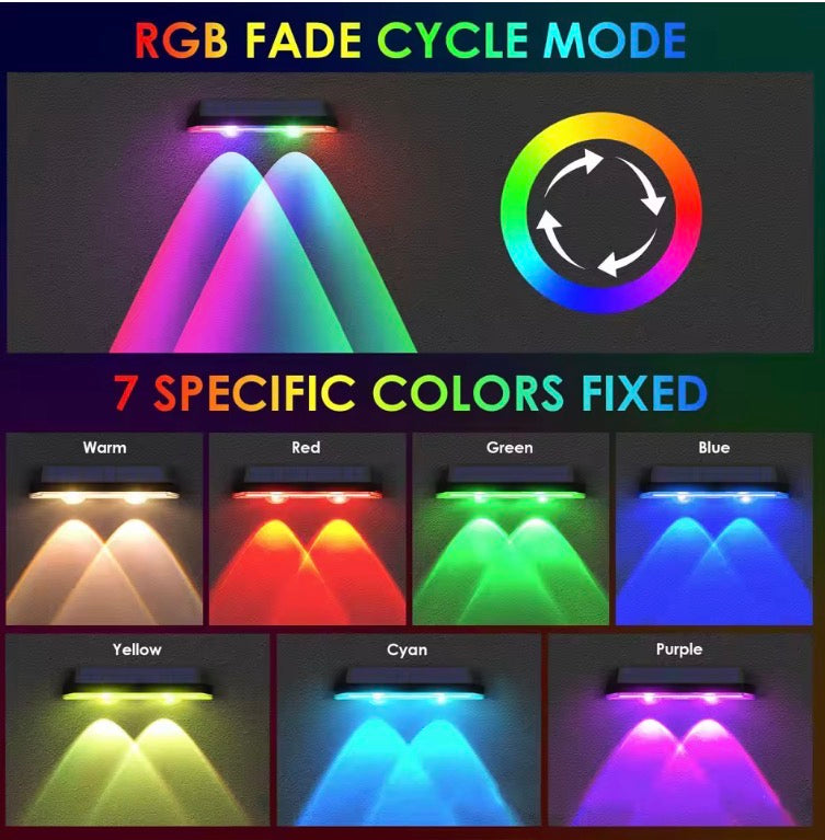 4pcs Solar Fence Light RGB Color Changing