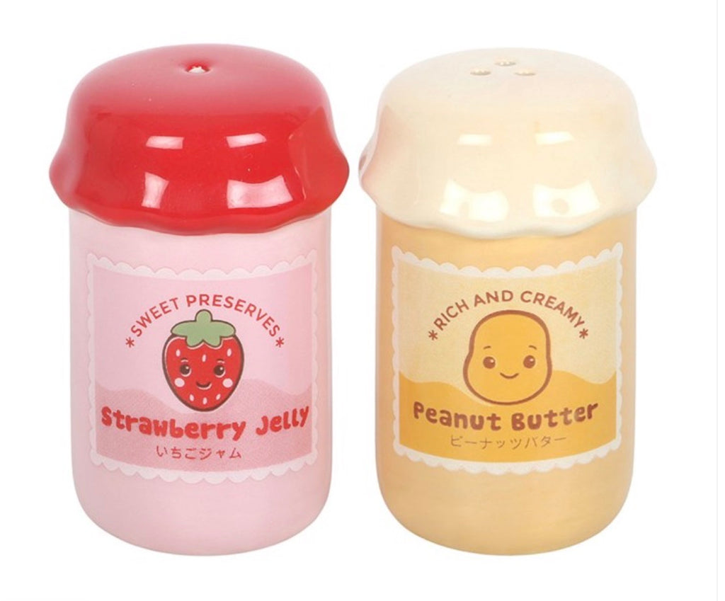 PEANUT BUTTER AND JELLY JAR SALT AND PEPPER SHAKERS