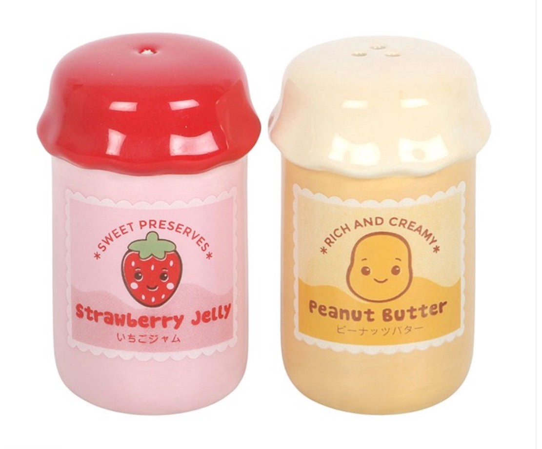 PEANUT BUTTER AND JELLY JAR SALT AND PEPPER SHAKERS