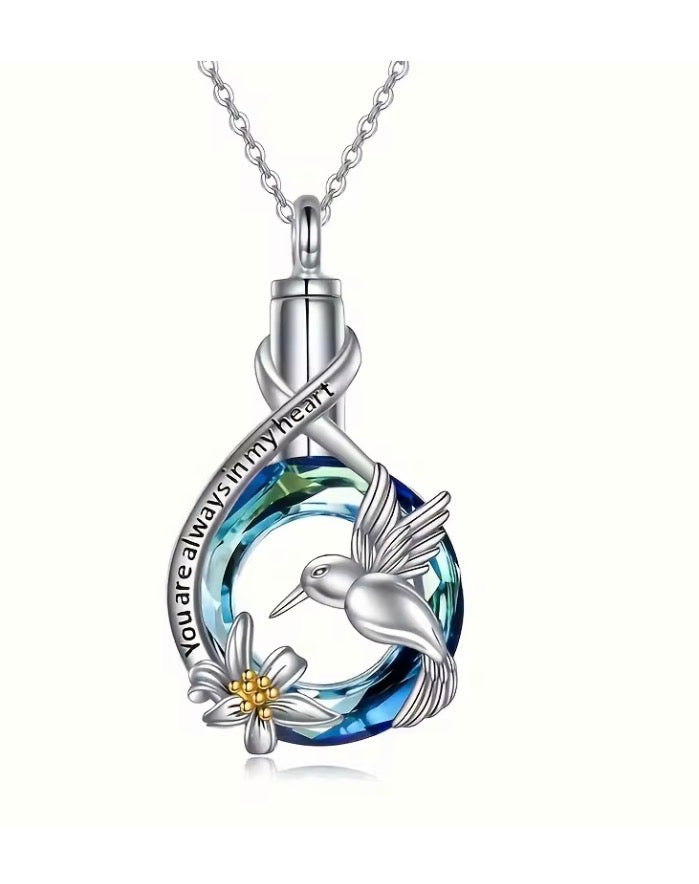 Hummingbird Urn Necklace for Urn Ashes