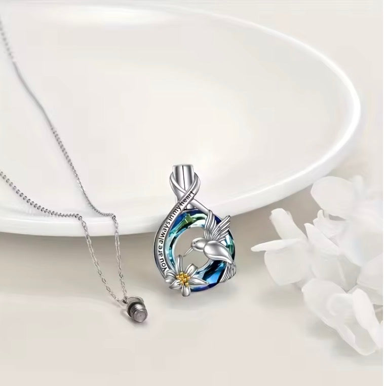Hummingbird Urn Necklace for Urn Ashes