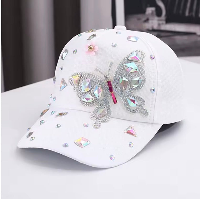 Colorful Rhinestone Butterfly Baseball Cap,