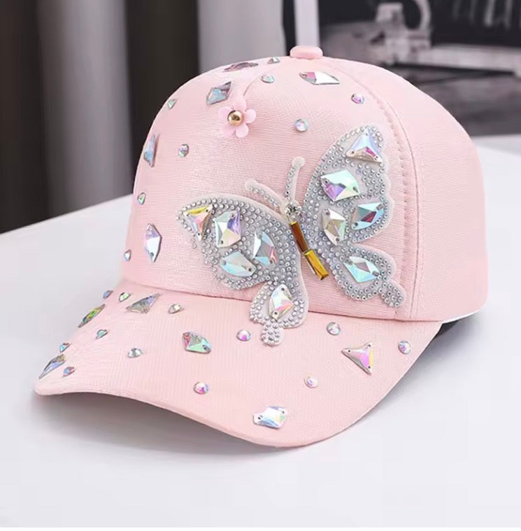 Colorful Rhinestone Butterfly Baseball Cap,