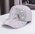 Colorful Rhinestone Butterfly Baseball Cap,