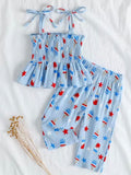 Summer European and American Style Ice Cream Print Girls’ Set