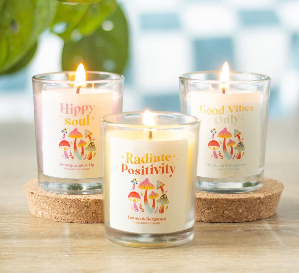 SET OF 3 FUNKY FUNGI MUSHROOM VOTIVE CANDLES