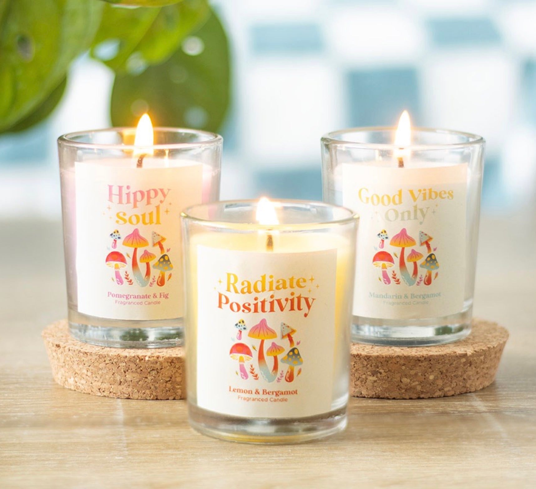 SET OF 3 FUNKY FUNGI MUSHROOM VOTIVE CANDLES