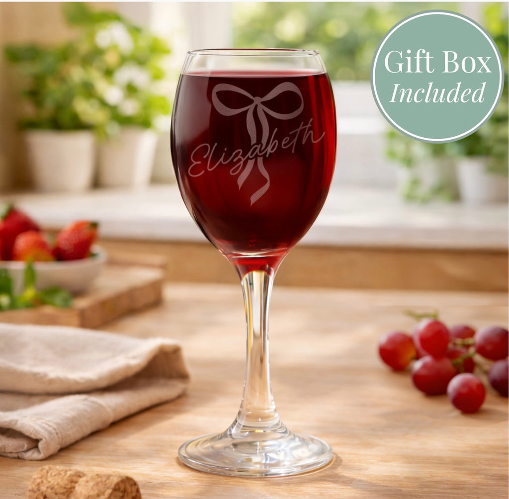 Personalised Bow Wine Glass