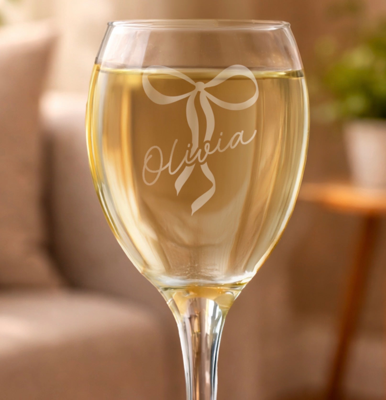 Personalised Bow Wine Glass