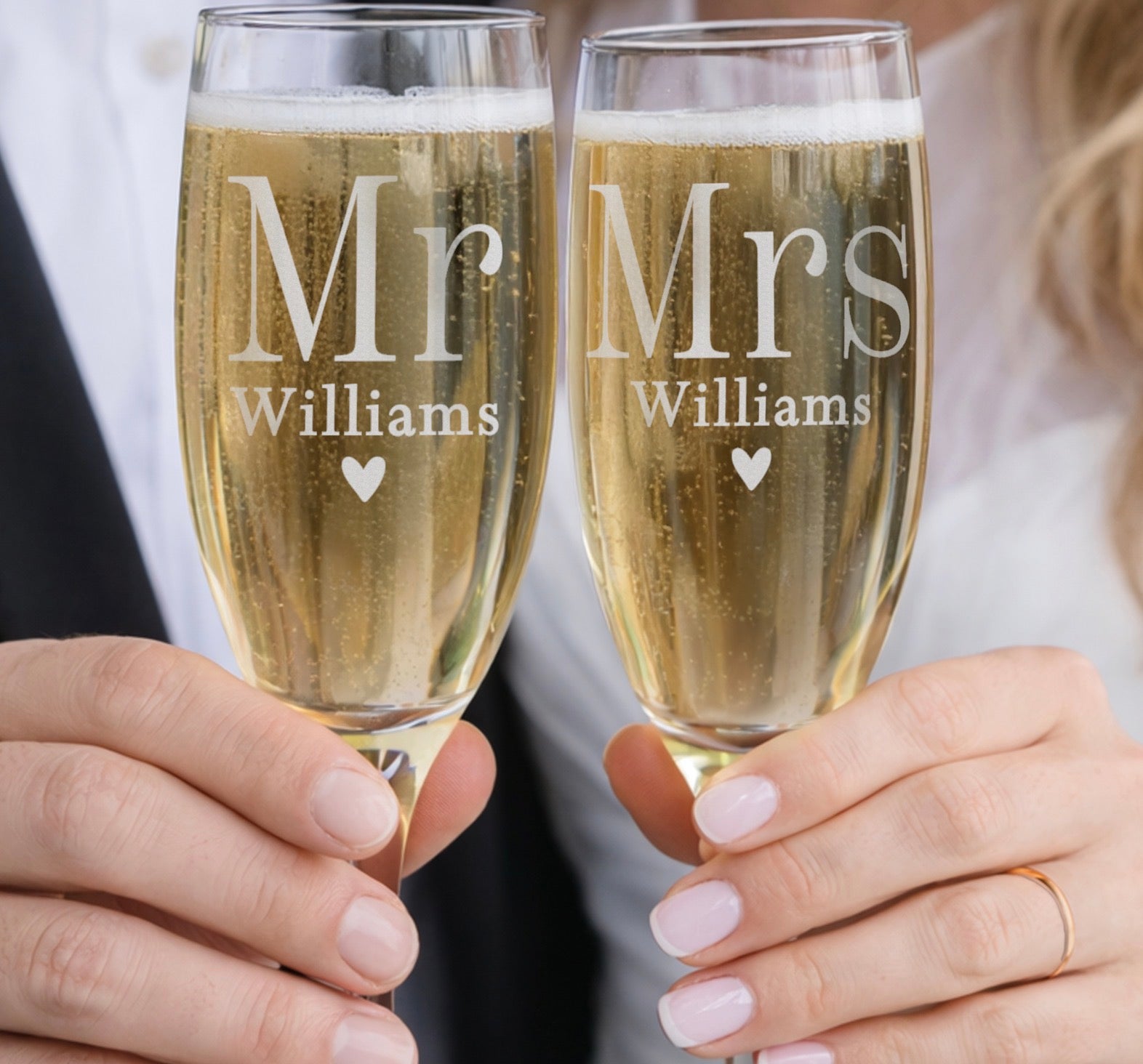 Personalised Mr & Mrs Pair of Flute Glasses