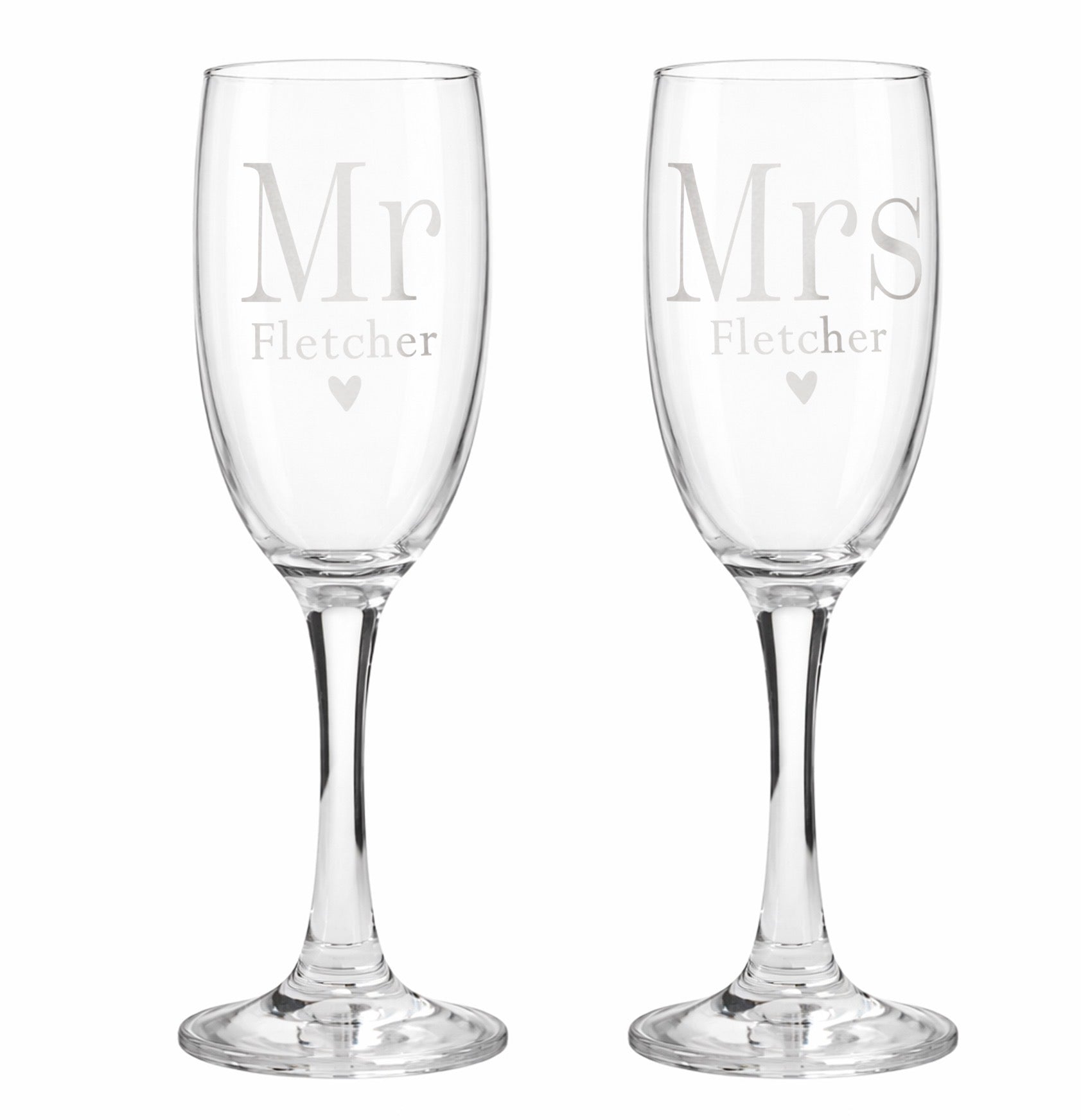 Personalised Mr & Mrs Pair of Flute Glasses