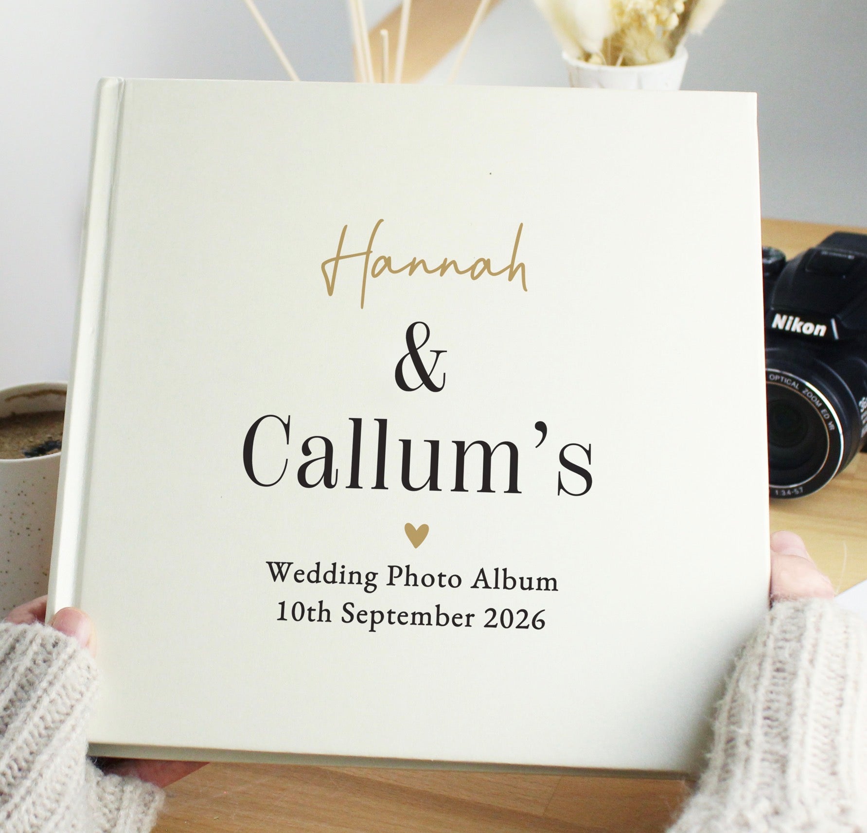 Personalised Black & Gold Free Text Square Album