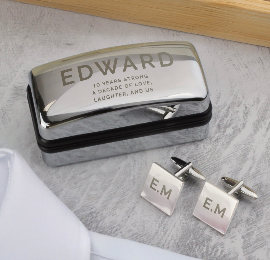 Personalised Initial Cufflinks & Bold Cufflink Box