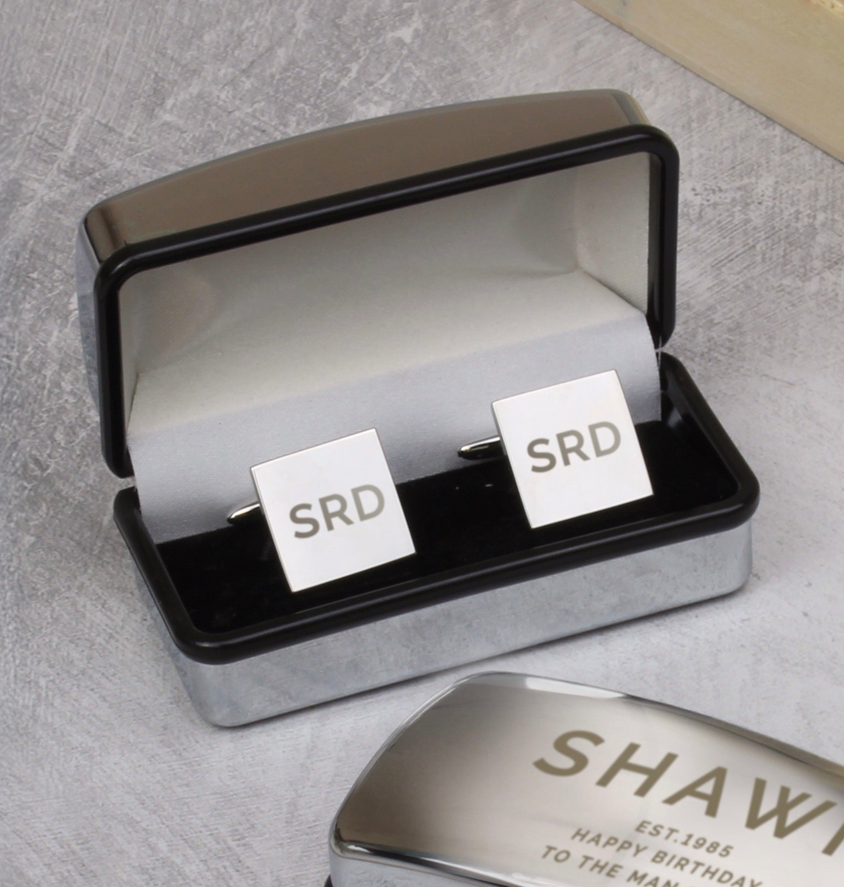 Personalised Initial Cufflinks & Bold Cufflink Box