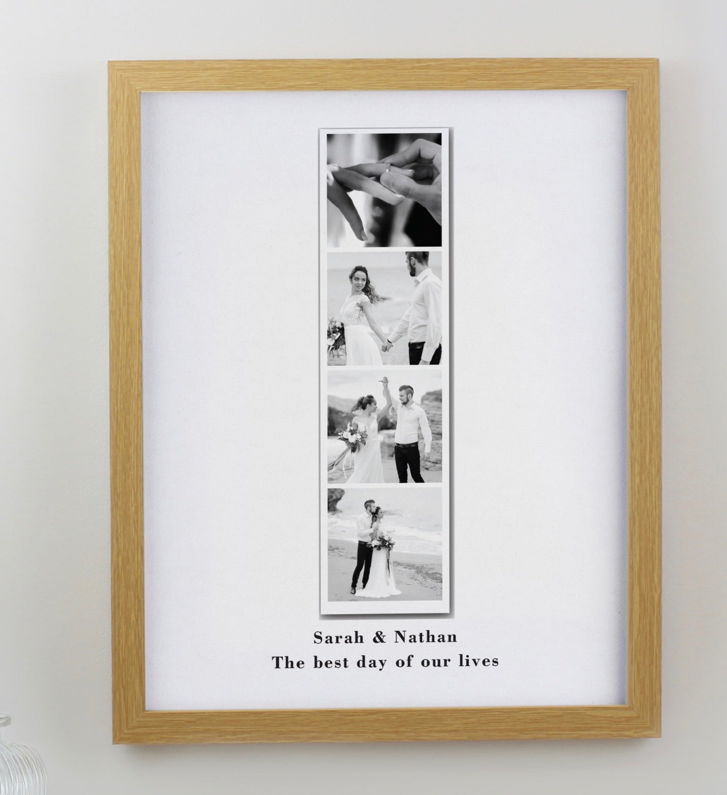 Personalised Photo Upload Strip Oak Poster Frame
