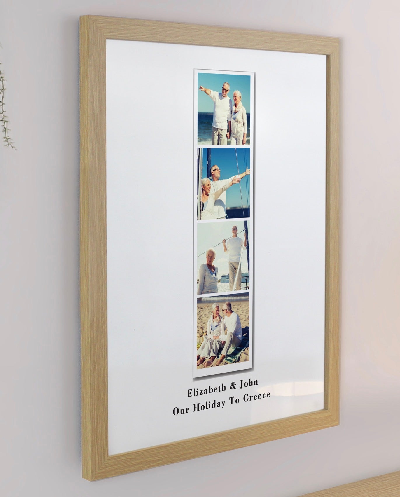 Personalised Photo Upload Strip Oak Poster Frame