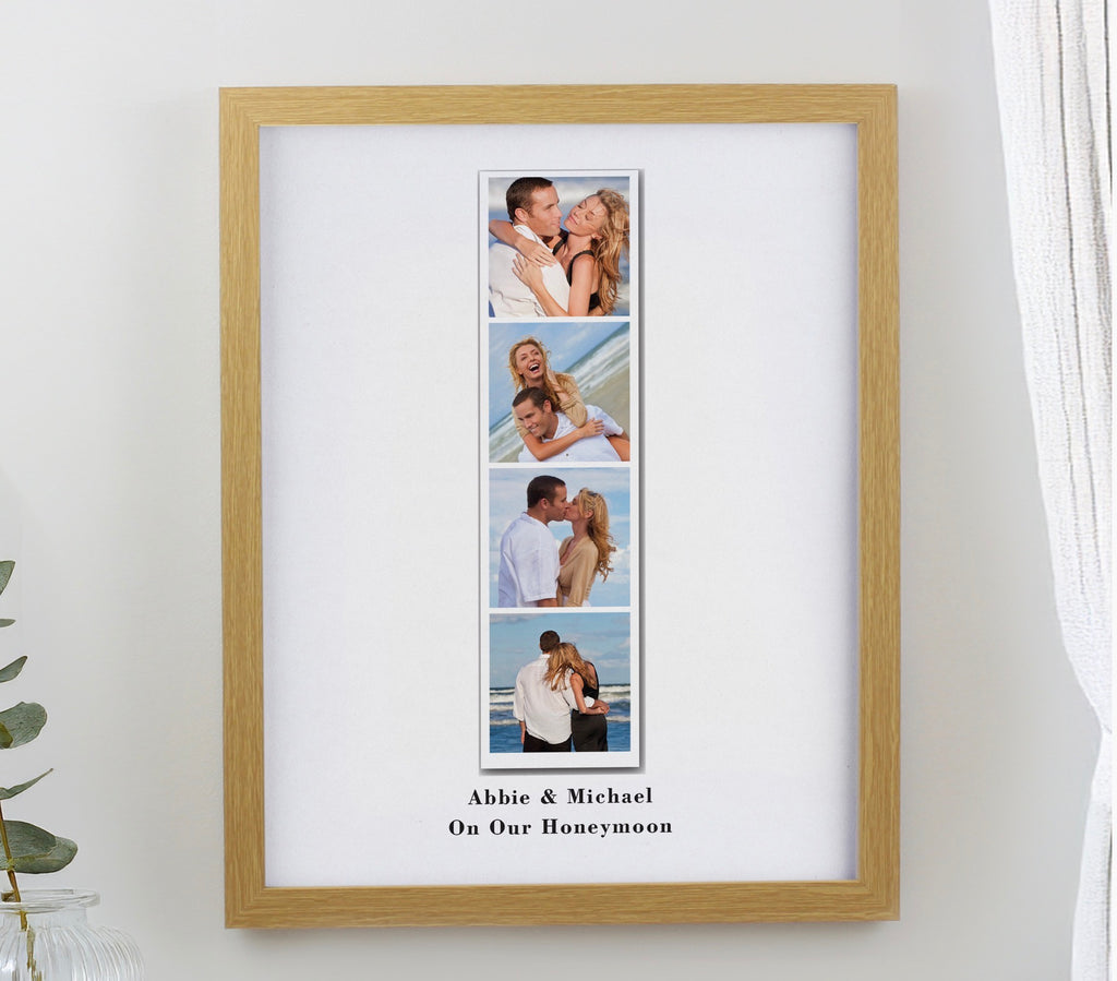 Personalised Photo Upload Strip Oak Poster Frame