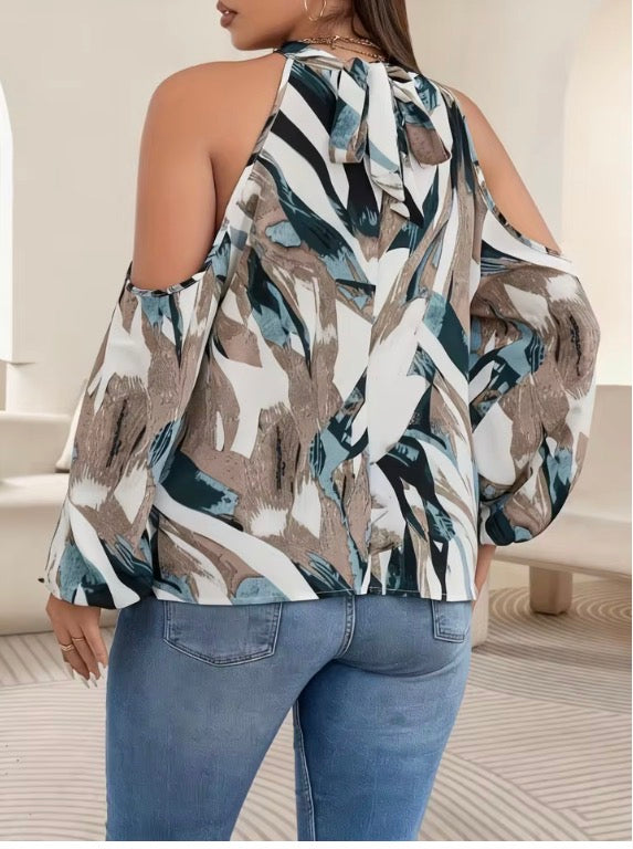 Plus Size Spring Autumn Women Elegant Halter Shirt