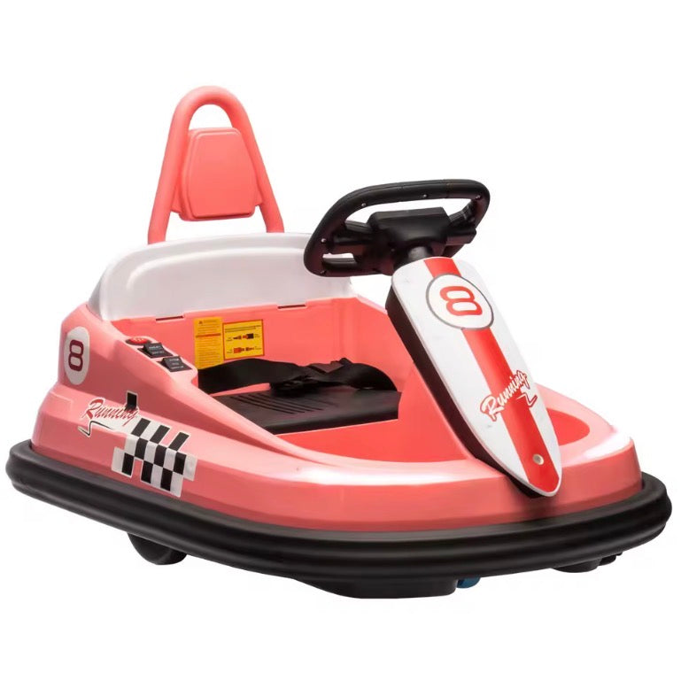 6V Kids Bumper Car, 360° Rotation Waltz Car w/ 2 Speeds