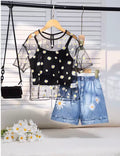 Three Piece Set Of Cute And Fresh Thin Printed Pullover