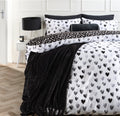 Heart Print Reversible Watercolour Duvet Cover Set