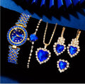 6PCS Elegant Women's Fashion Jewelry and Watch Set