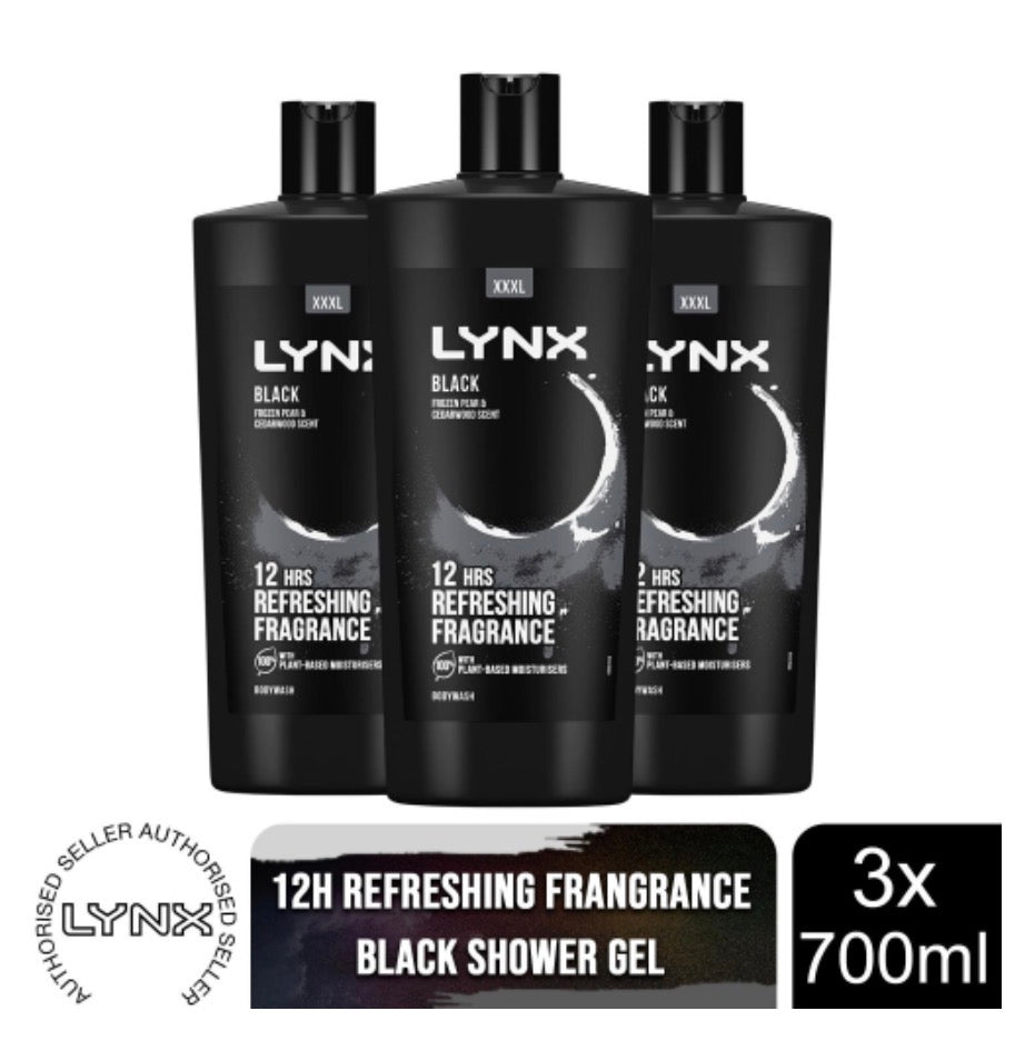 Black, 6 Pack Lynx Shower Gel 700ml