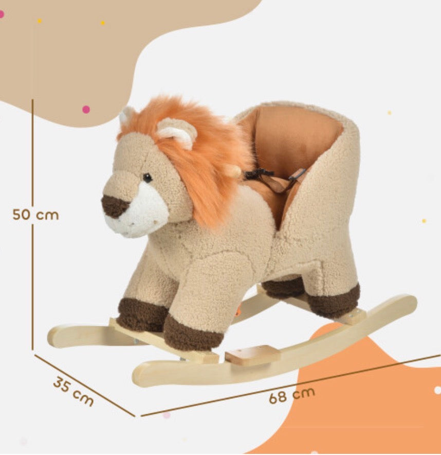 Kids Rocking Lion Plush Ride On