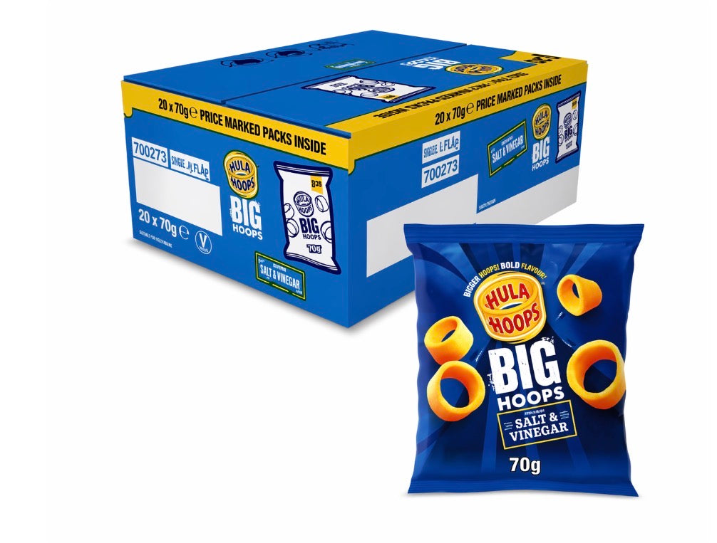 Hula Hoops Big Hoops Salt & Vinegar Crisps 20X70g