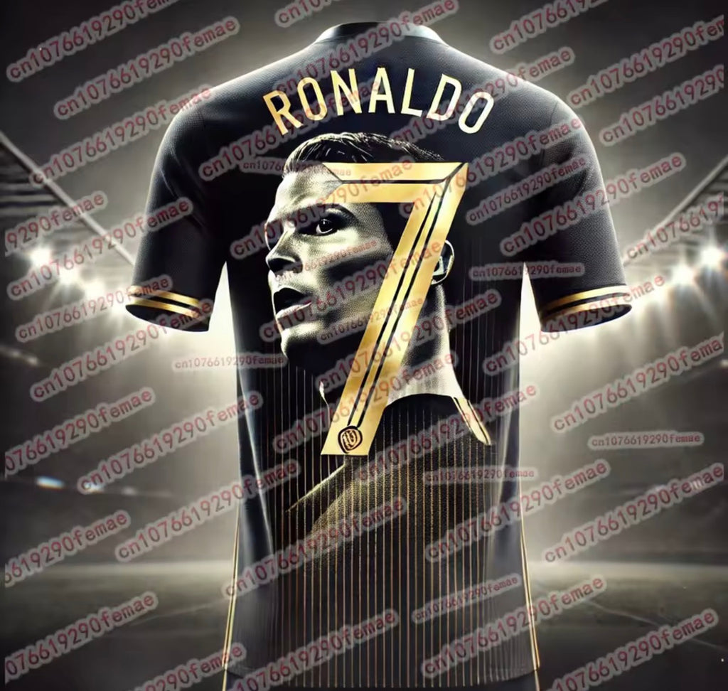 Premium Ronaldo Inspired Football Jersey – Black & Gold Edition