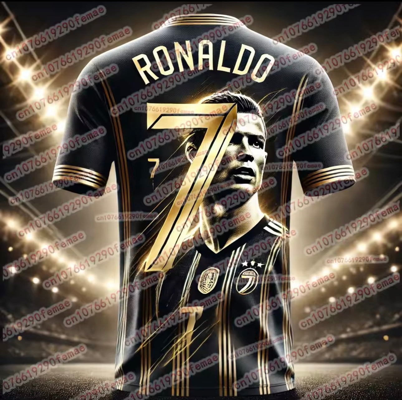 Premium Ronaldo Inspired Football Jersey – Black & Gold Edition