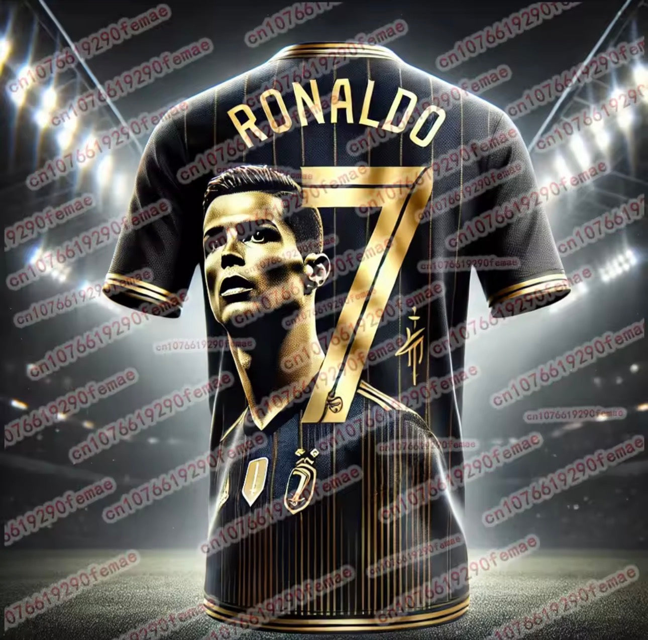 Premium Ronaldo Inspired Football Jersey – Black & Gold Edition