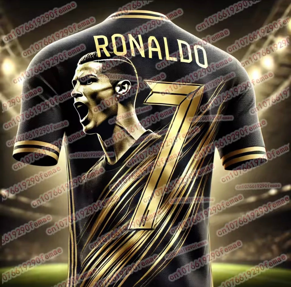 Premium Ronaldo Inspired Football Jersey – Black & Gold Edition