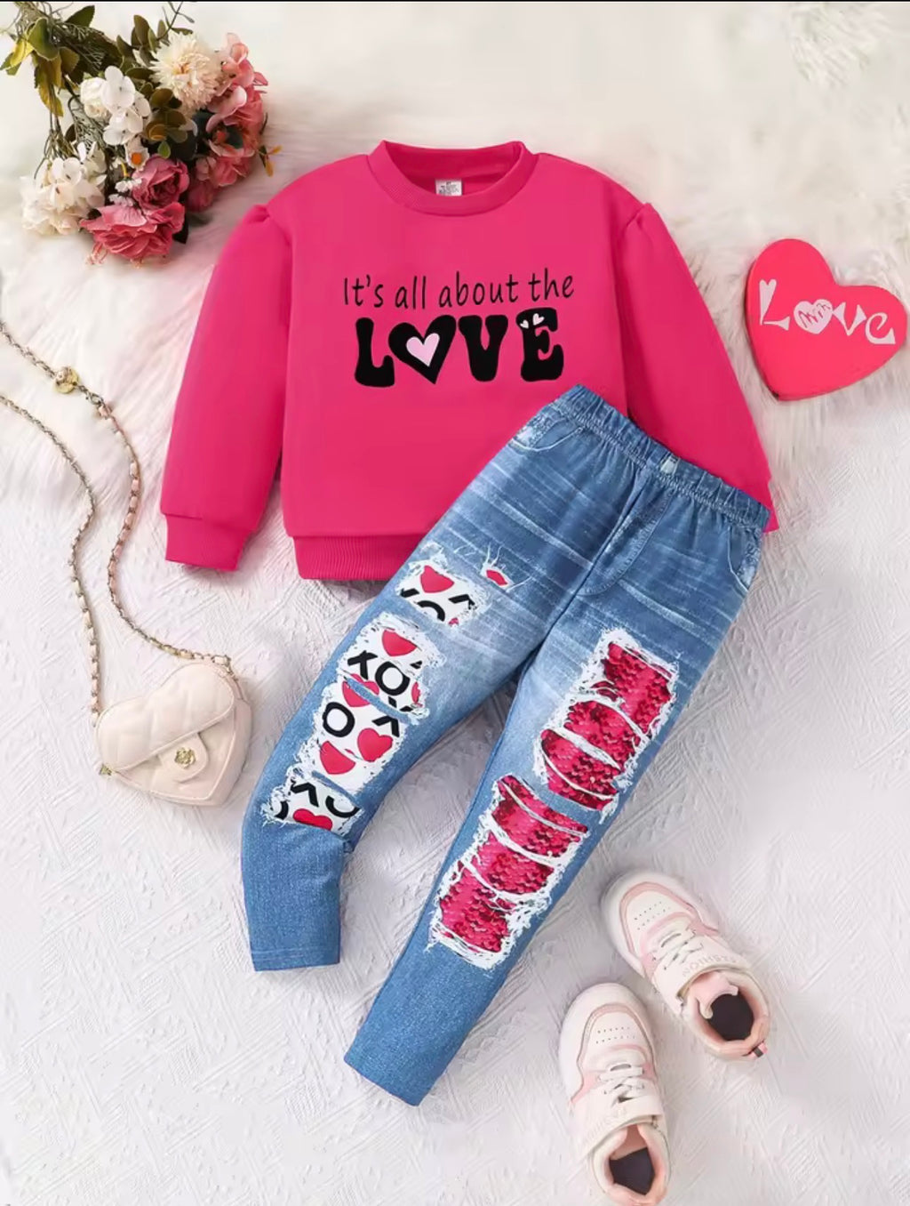 Girls “It’s All About The Love” 2 Piece Outfit
