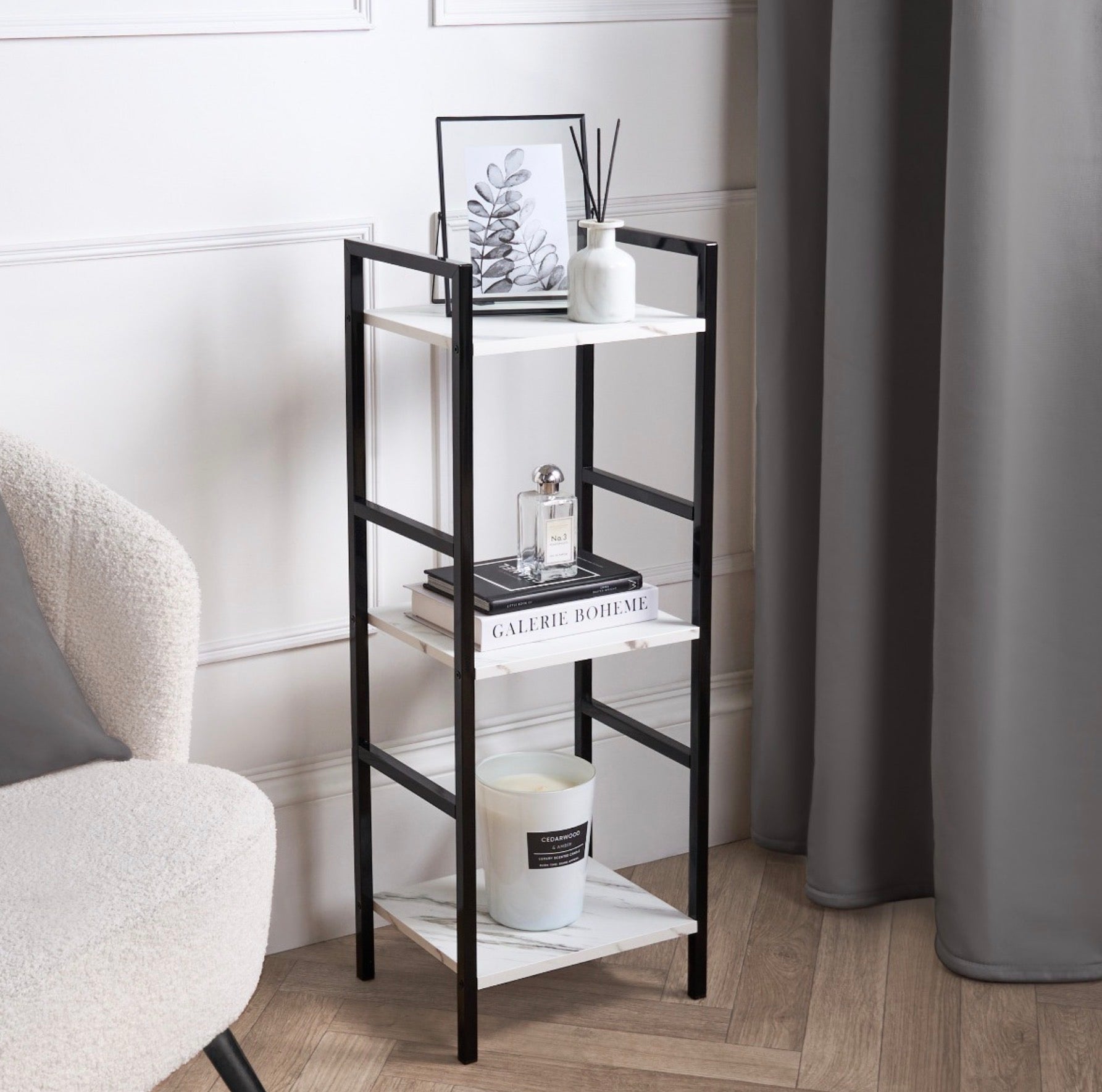 Manhattan Marble Effect 3-Tier Shelving Unit