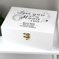 Personalised Baby To The Moon and Back White Wooden Keepsake Box
