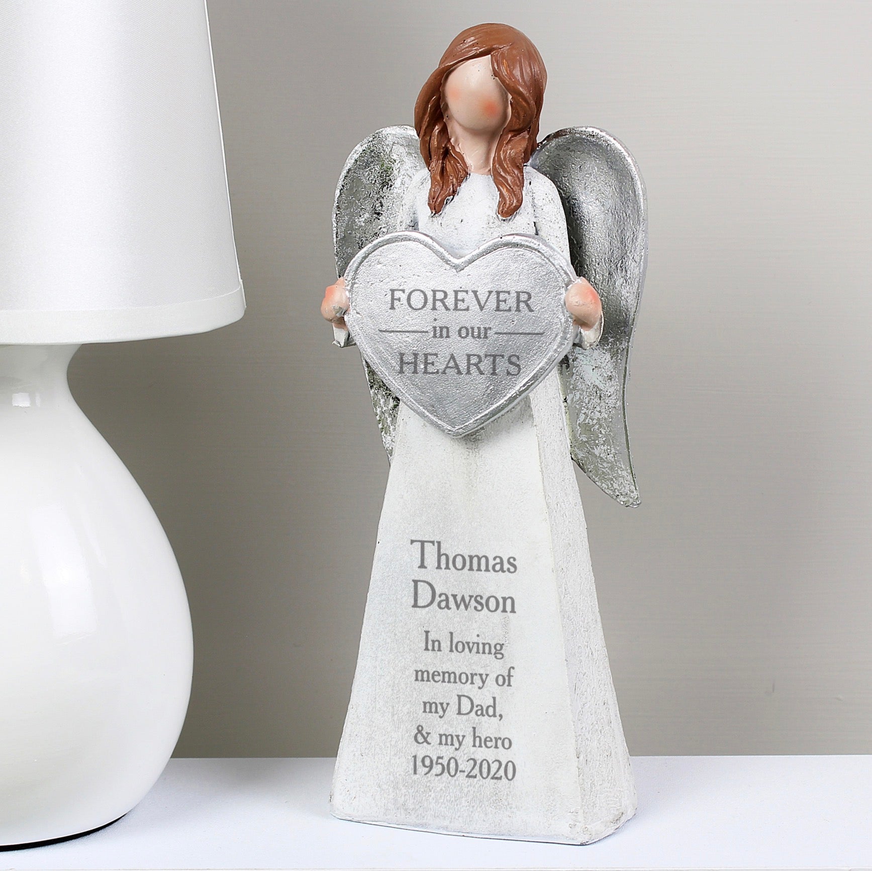 Personalised Forever In Our Hearts Memorial Angel Ornament
