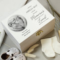 Personalised Memorial Photo Upload White Wooden Box
