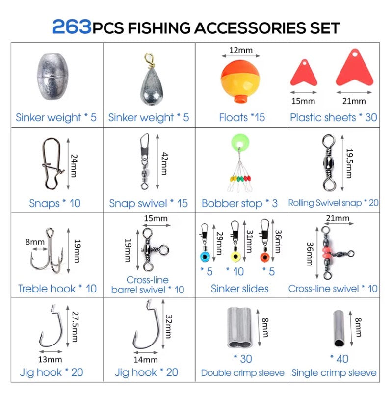 263pcs Outdoor Fishing Accessories Set