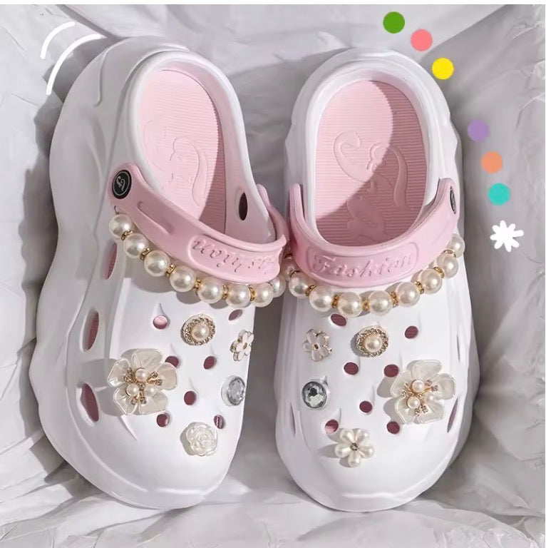 Summer Fashion Pearl Chain DIY Clogs