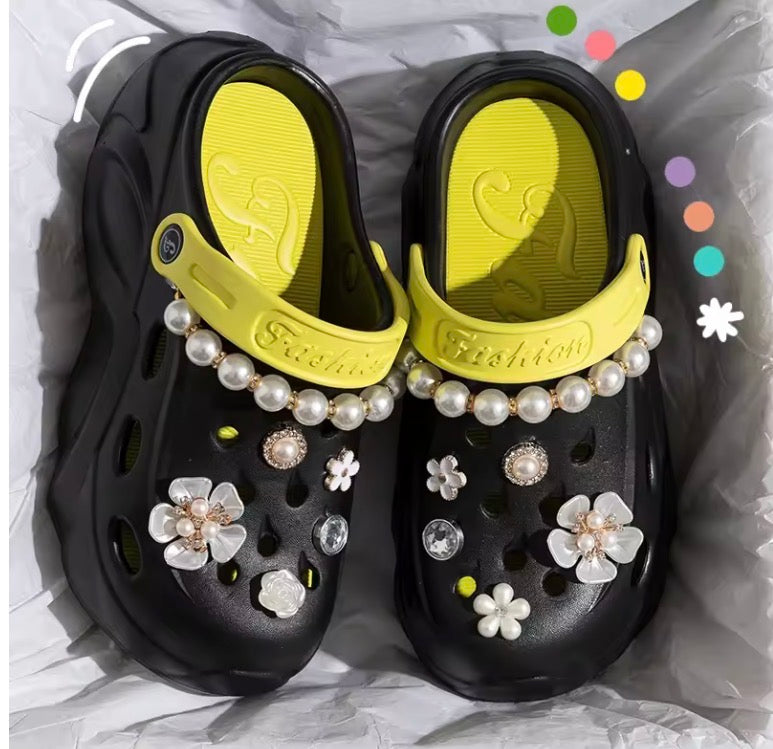 Summer Fashion Pearl Chain DIY Clogs